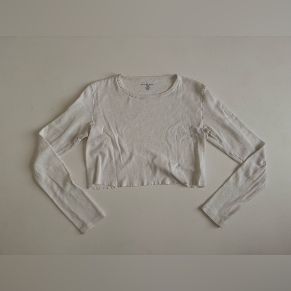 Cream Brandy Melville Long Sleeve Crop Top